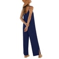 thumbnail image 4 of Xdegoge Jumpsuit for Women Sleeveless Spaghetti Straps Jumpsuits Fashion Boho Wide Leg Pants Summer Solid Color Casual Loose Beach Vacation Dailywear with Pockets, 4 of 5