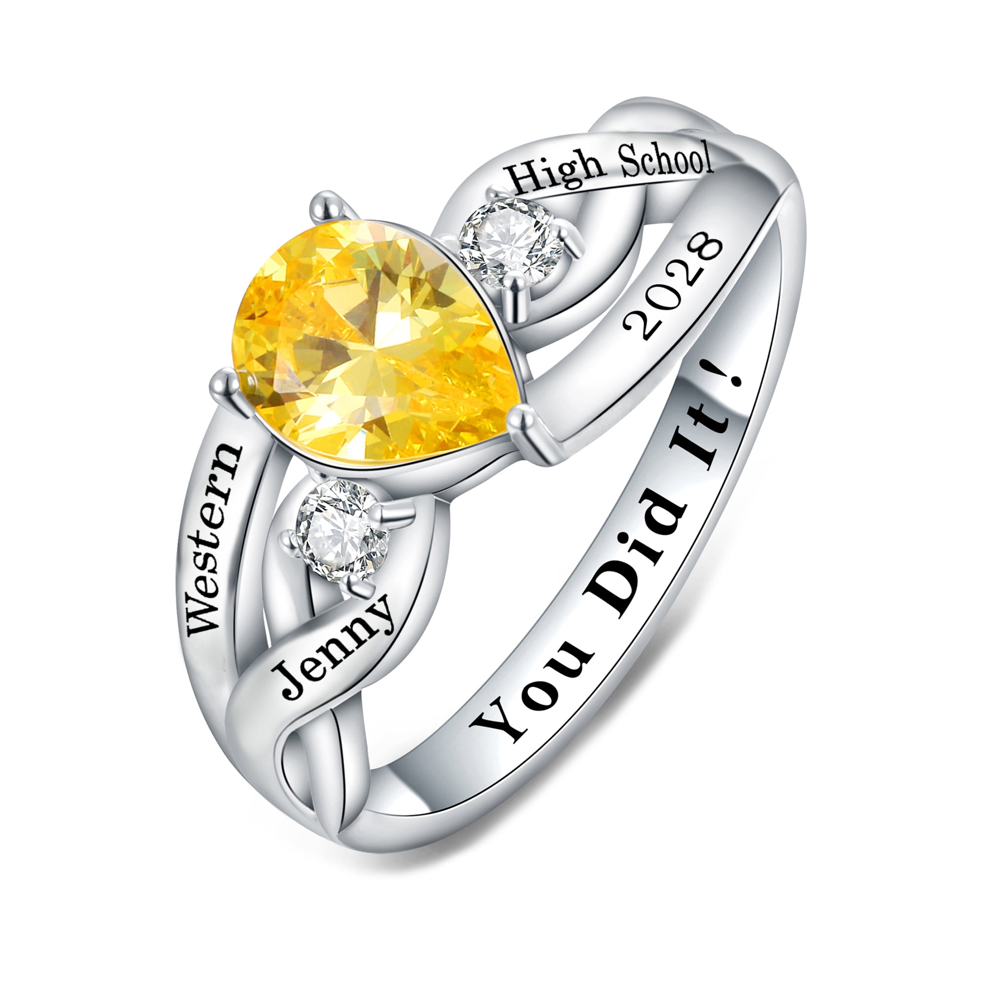 USA PJM Custom Women’s Class Ring Sterling Silver 925 for High School & College Graduation