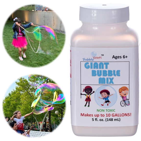 BubbleVenti Giant Bubble Mix | 100% Vegan Powder Makes up to 10 Gallons of Premium Biodegradable, Non-Toxic Big Bubble Solution | Use in All Bubble Wands + Toys |