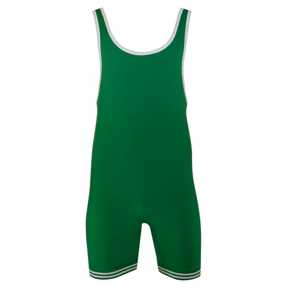 MATMAN #83 Adult Double Knit Nylon Singlet, Color: Kelly Green/White, Size: 2XL (83-KGRN/WHT-2XL)