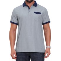 INSPIRE CHIC Men's Golf Short Sleeve Western Retro Stretch Color-Block Business Polo Shirt 2XL Gray