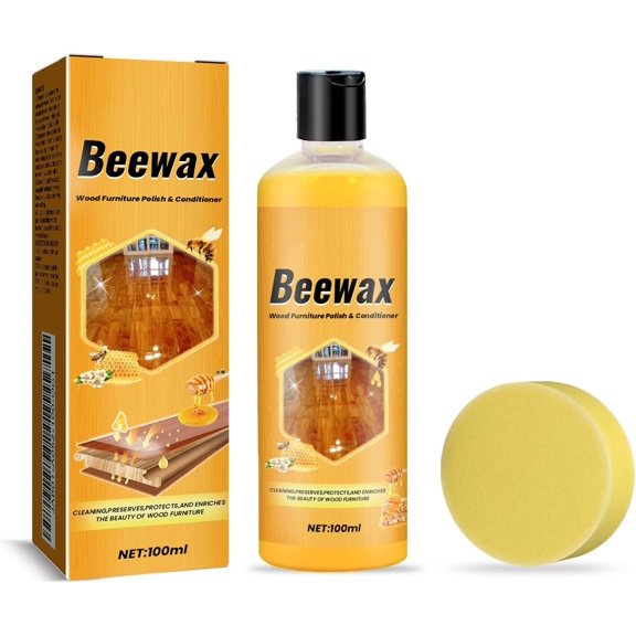 Beeswax Wood Furniture Polish & Conditioner - Natural Oil for Furniture Care, Protection & Stain Removal | Colorless Beeswax Polish for Wooden Tables, Floors, Cabinets