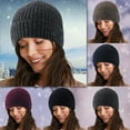 thumbnail image 4 of Dyfzdhu Women Saitn Lined Knit Hat Acrylic Winter Hats for Men Silk Soft Slouchy Warm Cuffed Black, 4 of 7