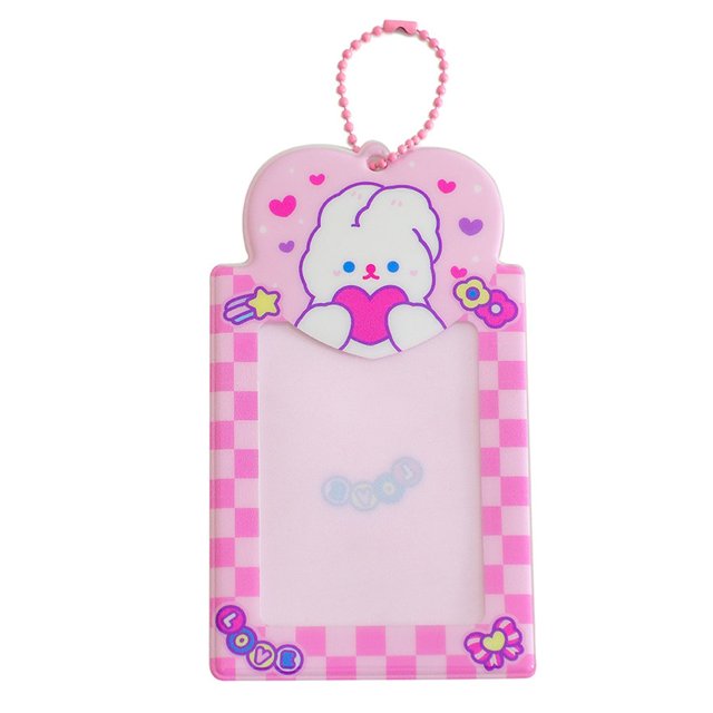 1 Pcs Card Holder with Keychains Support Cartoon Plastic Idol Photo Storage Card Protector for Girls