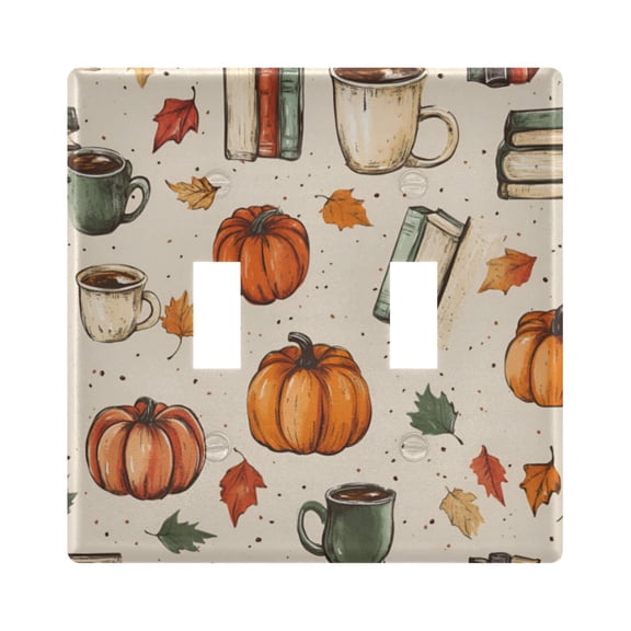 Yayeee Toggle Light Switch Wall Plate 2-Gang 4.56"x4.48" Decorative Outlet Cover, Beige Fall Coffee