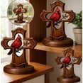 thumbnail image 4 of Wooden Cardinal Cross Ornament, Memorial Sympathy Gift with Crimson Bird & Olive Branch, Christian Remembrance Keepsake for Home Office Decor, 4 of 6