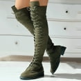 thumbnail image 7 of DMQUPV Women's Lace Up Over The Knee Boots, Round Toe Low Heel Side Zipper Long Boots,Green,Size 7, 7 of 7