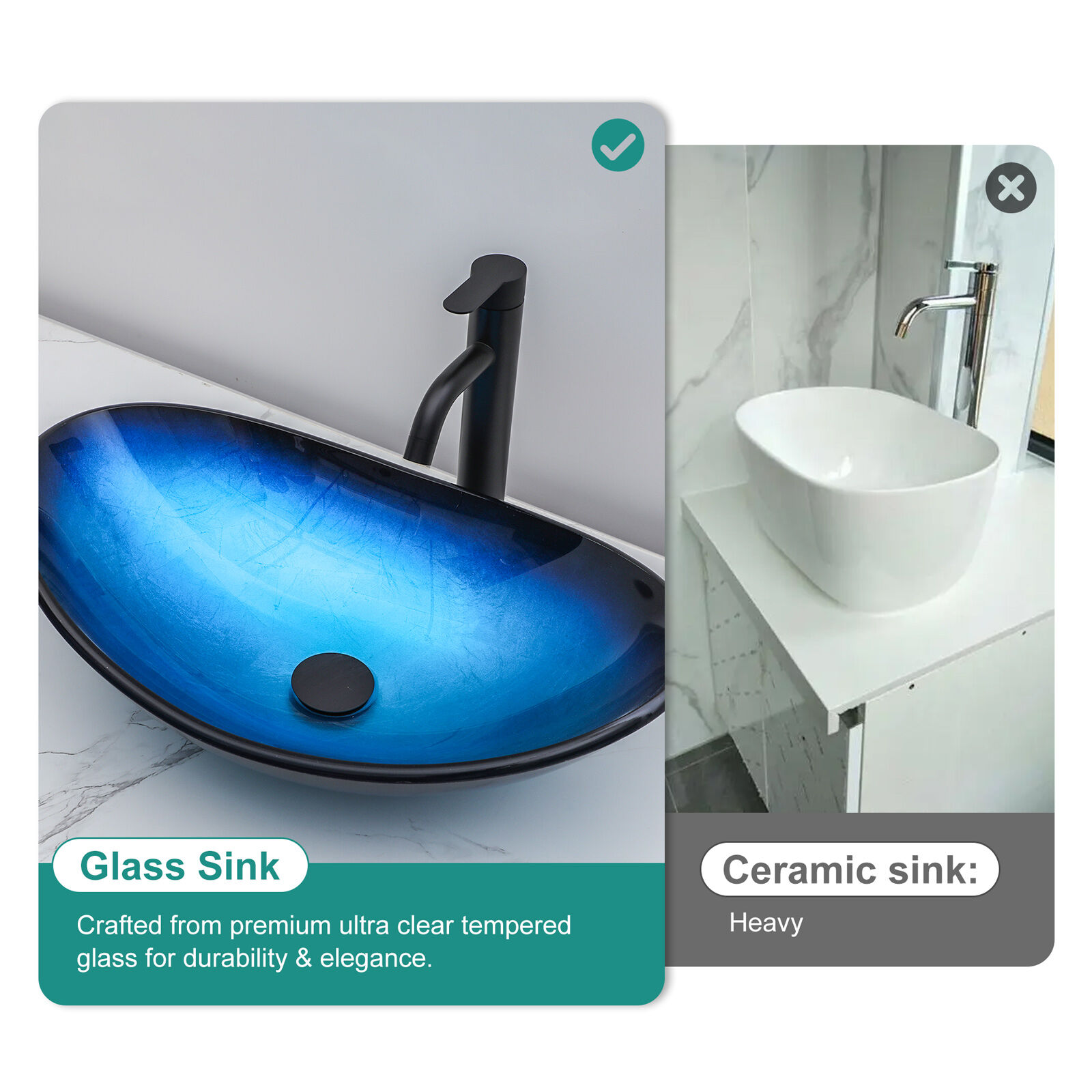 Vanity With Sink, Bathroom Artistic Tempered Glass Blue Vessel Bathroom Sink Pop-up Drain, Blue Boat Shape Bathroom Sink Above Counter (no Faucet), Blue Bathroom Vanity,Single Sink Vanity