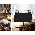 thumbnail image 2 of Men's Genuine Leather Dress Belt with Classic Fashion Design for Work Business and Casual (esWhite, 42), 2 of 6