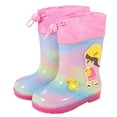 thumbnail image 4 of Hpapadks Toddler Rain Boots Galoshes Cartoon Mid Calf Waterproof Water Shoes With Adjustable Drawstring Outdoor Wide Calf Pink 7 Y, 4 of 4