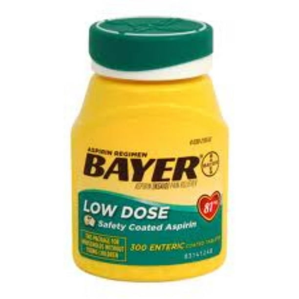 Bayer 81mg Enteric Low Dose Pain Relief Aspirin Tablets 300 ea (Pack of ...