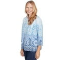 thumbnail image 3 of Alfred Dunner Womens Petite Split Beaded Neck Ombre Medallion Top, 3 of 4
