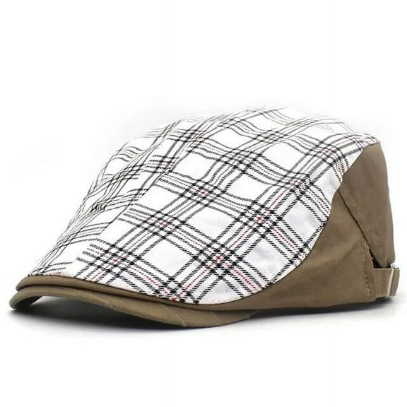 SikaFu Spring Summer Plaid Newsboy Caps Men Cotton Flat Peaked Cap Women Painter Beret Hats 16
