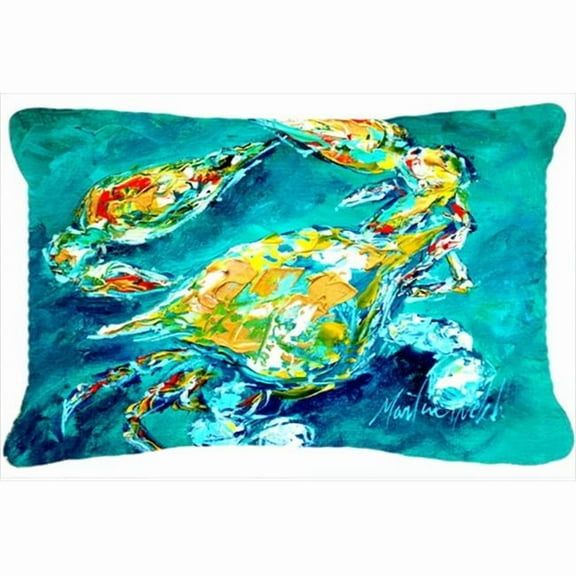 Carolines Treasures  By Chance Crab In Aqua Blue Indoor & Outdoor Fabric Decorative Pillow