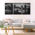 thumbnail image 4 of Black and White Wall Art Indianapolis City Skyline Pictures for Living Room Nightscape Canvas Paintings 3 Piece Artwork Room Decorations Giclee Framed Stretched Ready to Hang, 60" Wx28 H, 4 of 5