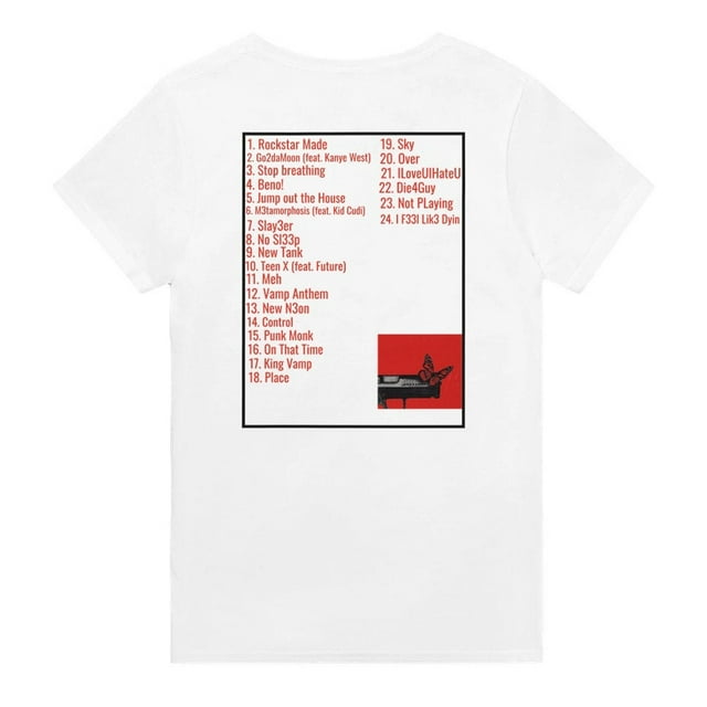 Whole Lota T-Shirt Rouge Playboi Carti *avec tracklist - comme sur l'Image - 2TG