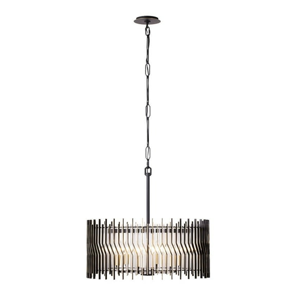 Varaluz Park Row 6-Lt   Pendant - Matte Black/French Gold