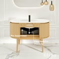 thumbnail image 6 of Eviva Haven 39"W x 22"D Oak Freestanding Bathroom Vanity with White Solid Surface Integrated Sink Top, 6 of 7