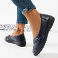 thumbnail image 4 of Rokment Wedges Ballet Flat Dressy Shoes for Women Ladies 2026 Spring Fall Stylish Casual Leather Low Heels Slip on Walking Loafers Comfortable Nursing Dress Footwear Dark Blue Size 6.5, 4 of 6