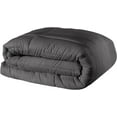 thumbnail image 4 of 1 Piece Luxury Long Box Pattern Comforter By D.N.G. BEDDINGS Premium Super Soft, All Season, 800 Thread Count, 100% Egyptian Cotton, King/California King Size Dark Grey Color, 4 of 5