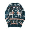 thumbnail image 4 of MKLEKYY Chandails de Gym pour Femmes Chandail Décontracté de Noël pour Hommes à Imprimé de Cerf Chandail à Manches Longues à Col Rond Blouse, 4 of 6