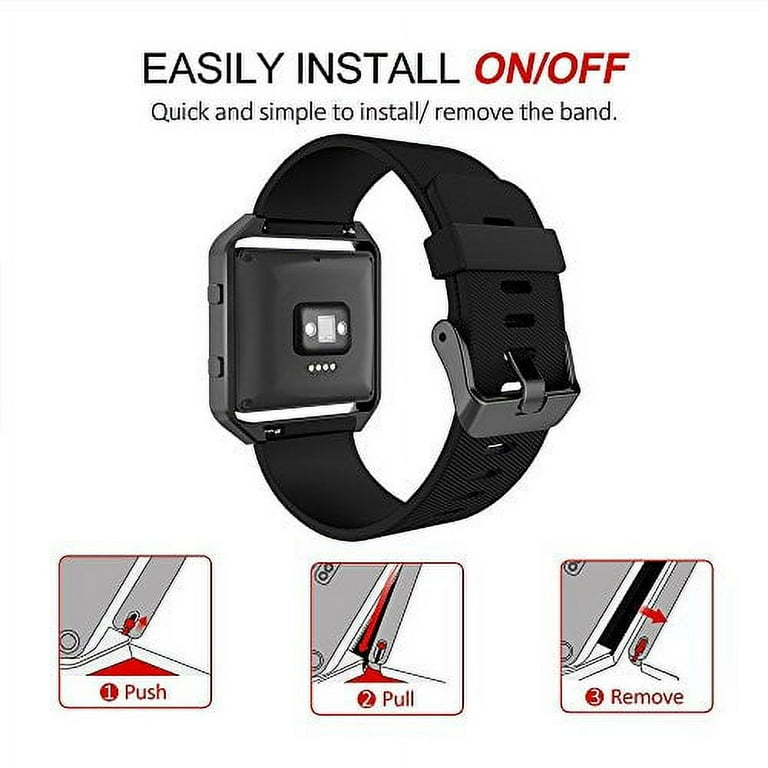 Simpeak Sport Band Compatible with Fitbit Blaze Smartwatch Sport Fitness Silicone Wrist Band with Meatl Frame Replacement for Fitbit Blaze Men Women Small Black Band Black Frame Walmart