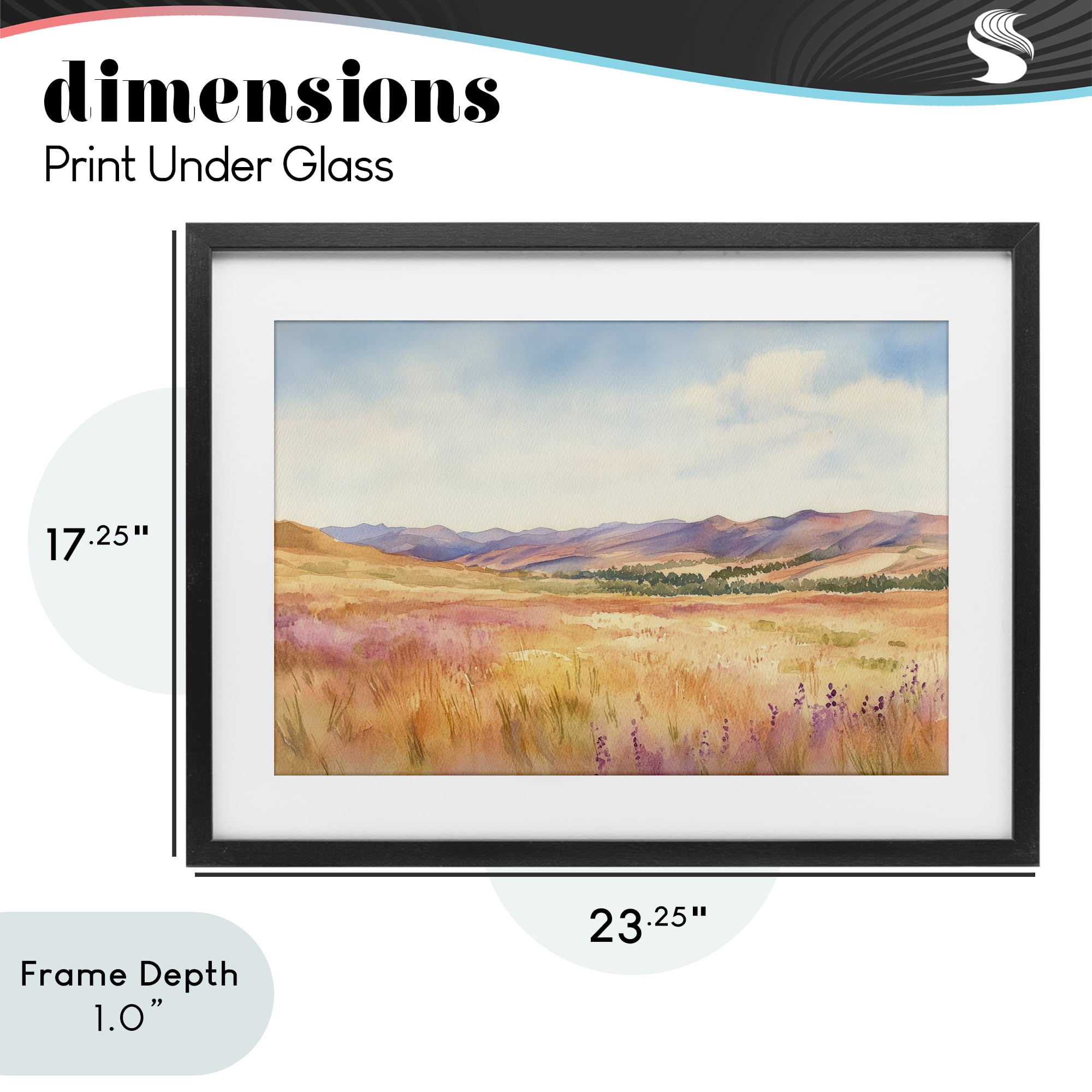 Stupell Industries Pastel Valley Panorama Black Framed Print Under Glass, design by Petal Prints Design