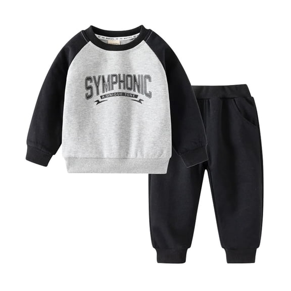 XBASW Toddler Kids Boys Sweatsuit 2 Piece Set Spring Fall Letter Printed Sweatshirt   Sweatpants Cotton Casual Outfits 1-10T