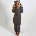 thumbnail image 5 of Women Leopard Print Onesies Pajamas with Hood Fluffy Fleece Jumpsuits Sleepwear for Adult Winter Warm Pajamas Homewear, 5 of 5