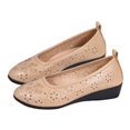 thumbnail image 3 of Women's Wedge Cut-Out Flats Breathable Soft Sole Slip-On Casual Summer Footwear Khaki 36, 3 of 9