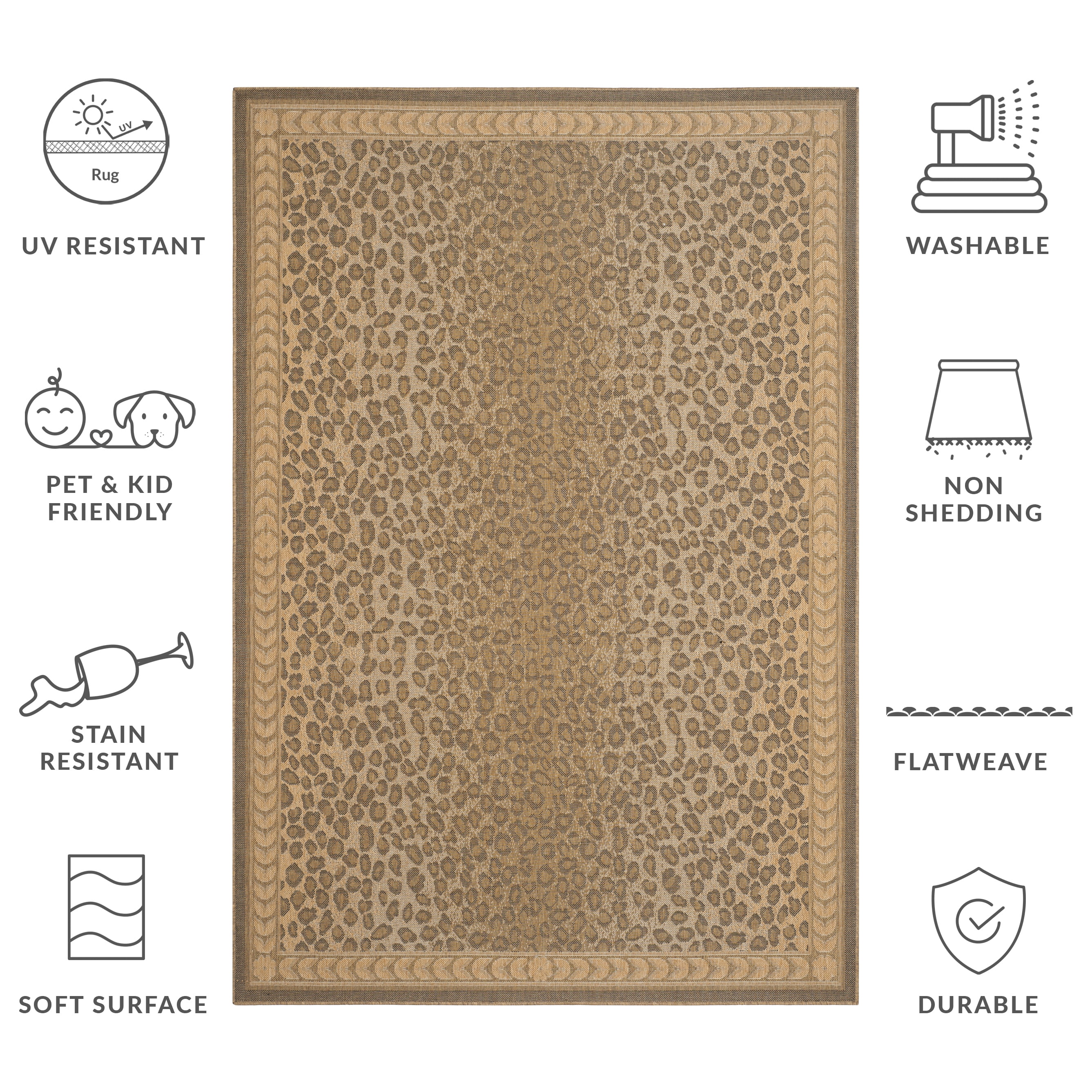 Safavieh Courtyard Candace Spotted Indoor/Outdoor Area Rug, Natural/Gold, 2' x 3'7"