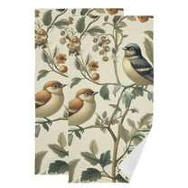 Yayeee Hand Towels for Bathroom Set of 2 Quick Dry Super Absorbent Soft Hand Shower Towels, 28" x 14", Green Birds