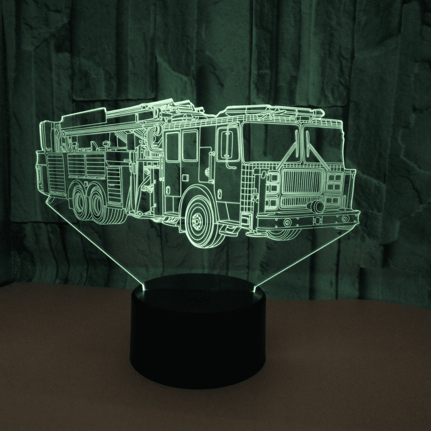 YSITIAN 3D Fire Truck Night Light 16 Colors Changing USB Power Remote ...