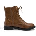 thumbnail image 4 of BLISSFUL STEP Women's Round Toe Lace Up Flat Heels Ankle Combat Boots Brown 7.5, 4 of 8