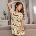 thumbnail image 3 of Honeii Dachshund Dog And Flower Print Women's Loose Short Sleeve Nightgown, Soft Cotton Sleepwear, Comfy Loose Fit Pajama Dress for Sleep and Lounge, 3 of 6