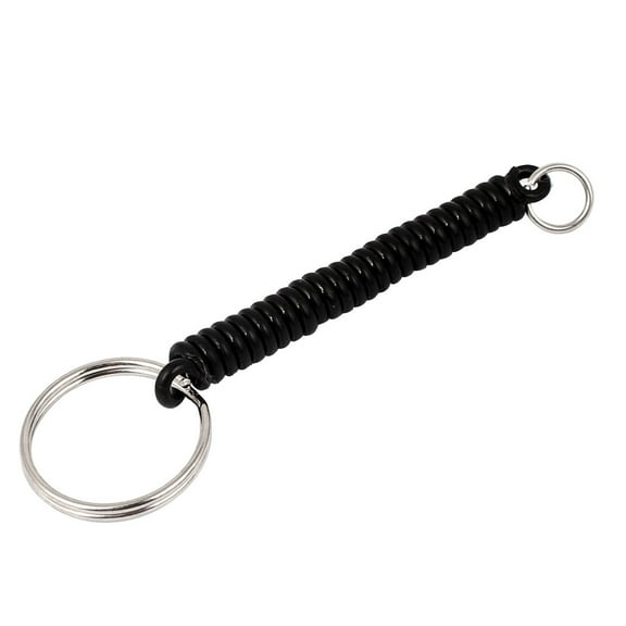 Unique Bargains Split Ring 9cm Length Stretchy  Coil Keychain Keyring Key Holder Black