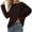Brown, variant on Womens Tshirts Y2K Sheer Mesh Knit Loose Fit Crew Neck Long Sleeve Summer Daily Beach Hollow Out Chic Top