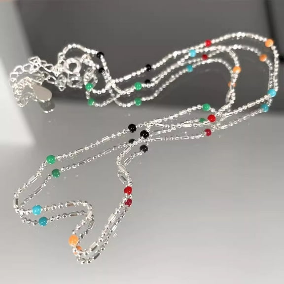 IU same s925 sterling silver color dopamine necklace for women niche design ins round bead light luxury collarbone chain