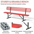 thumbnail image 2 of AwayHome 8ft Heavy Duty Mesh Metal Outdoor Park Bench with Backrest & Steel Frame,Red, 2 of 7