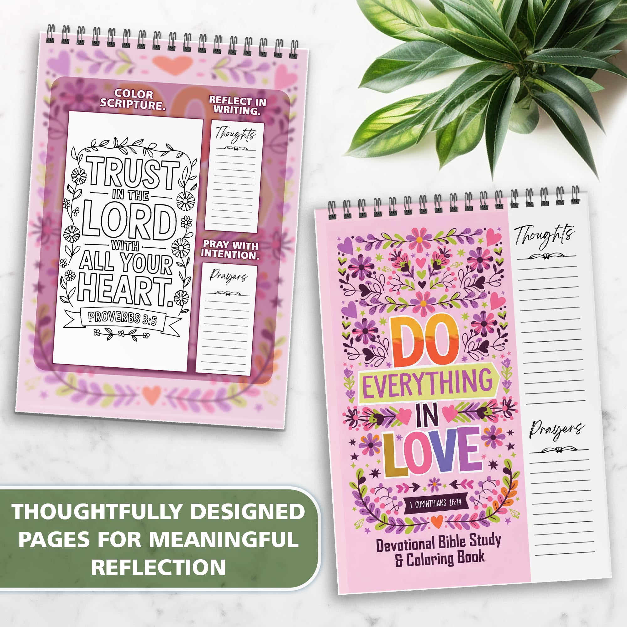 Do Everything in Love Bible Verse Coloring Book for Adults, 30 Scripture Art Pages with Reflection & Prayer Space, Spiral Bound, A4 or A5 Softcover or Wood Cover