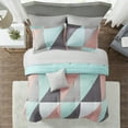 thumbnail image 4 of Home Essence Zuri Geometric 8 Piece Reversible Comforter Set Bed-in-a-Bag, Full, Aqua, 4 of 22