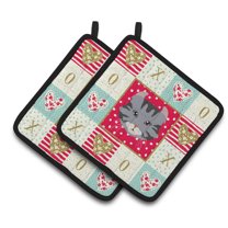 American Curl Cat Love Pair of Pot Holders