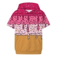 thumbnail image 3 of Kids Ice Cream Print Short Sleeve Hoodie Size 4-12Y Lightweight Pullover With Pocket Summer Top for Boys Girls, 3 of 3