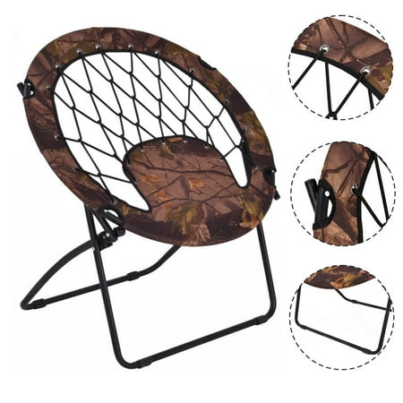 Ghp 264 Lbs Capacity Camouflage Oxford Cloth Steel Frame Round Netted Bungee Chair