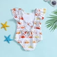 thumbnail image 4 of Summer Toddler Girls Ruffles Sun Prints 1 Piece Swimwear Beach Onesie Swimsuit Bikini White 6 Years-7 Years, 4 of 6