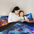 thumbnail image 4 of Manfei Kids Tyrannosaurus Rex Twin Bedding Sets 7pcs, Boys Dinosaur Bedding Comforter Set, Fire Lightning Dino Sheet Sets, Lightweight Room Decor, 4 of 8