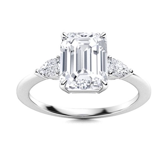 2.40 Carat Moissanite Diamond E Color VS1 Clarity Brilliant Cut 925 Sterling Silver Solitaire Radiant Cut Three Stone Ring