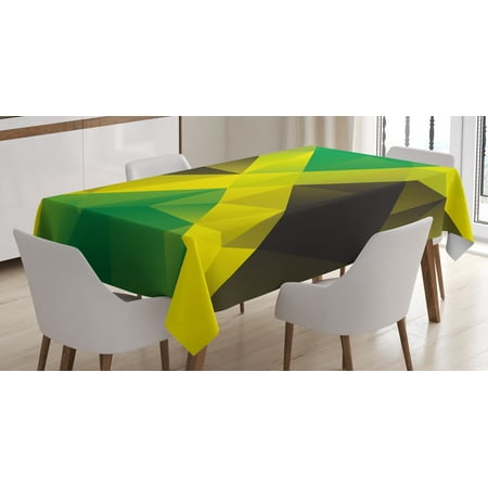 Jamaican Tablecloth Triangular Polygon Design Abstract Flag Jamaican Tablecloth Triangular Polygon Design Abstract Flag Geometric National Symbol Rectangular Table Cover For