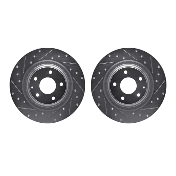 Dynamic Friction Company Rear Brake Rotors-Drilled and Slotted-Silver 7002-80073