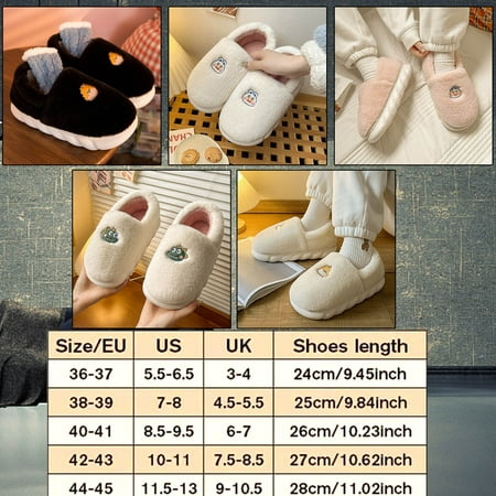 

Fesfesfes Plush Slippers Adult Thick Bottom Plus Velvet Cotton Slippers Winter Slippers Soft Household Eva Thick-soled Pure Cotton Home Furry Cotton Slippers 5.5-6.5(36-37)